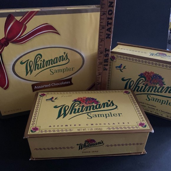 3 - 1980-2000's Vintage Total Whitman's Sampler Assorted Chocolate Boxes (Empty) - Picture 3 of 13